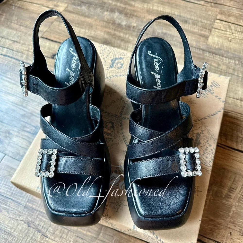 Price Firm - FREE PEOPLE Leather Platform Sandals